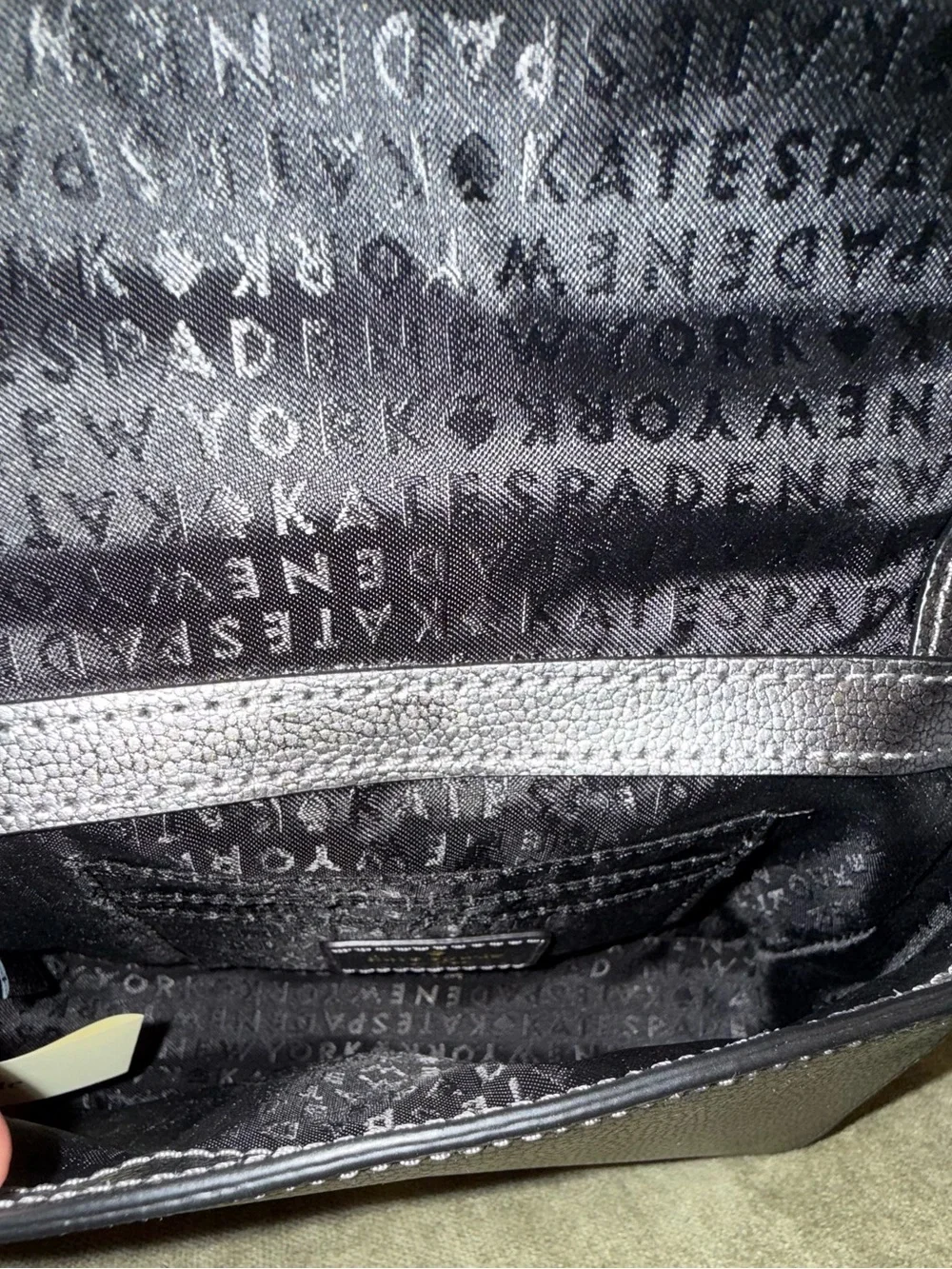 Kate Spade Maisie Metallic Pewter Pebbled Leather Crossbody with Top Handle